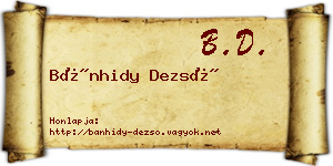 Bánhidy Dezső névjegykártya